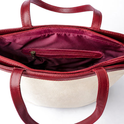 Canvas Tote Bag ( Burgundy )